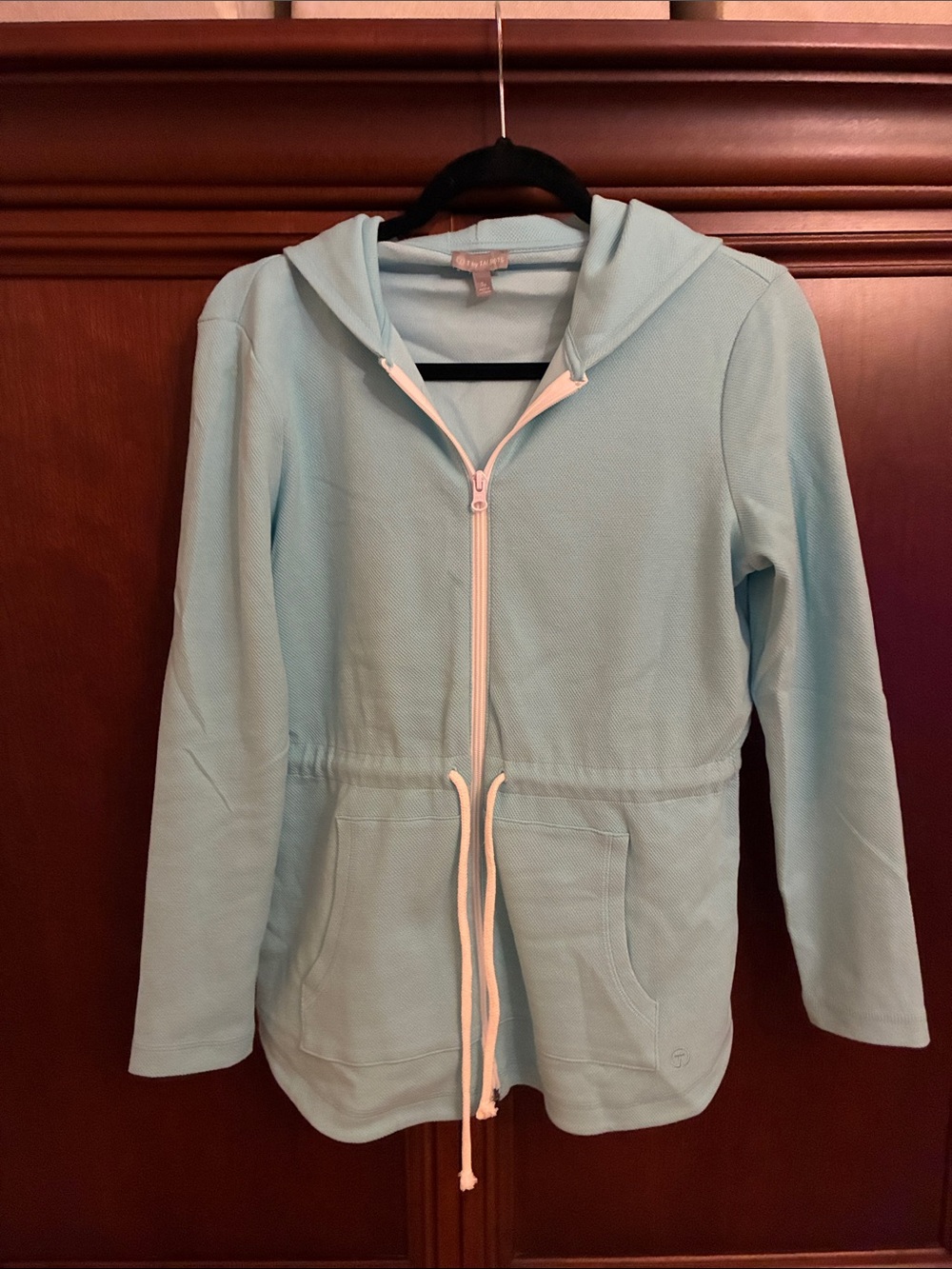 Womens Talbots Light Blue Hooded Zip Jacket with Drawstring